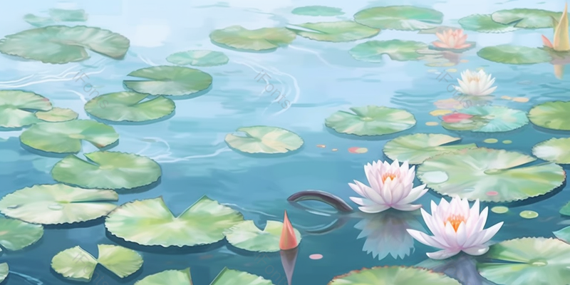 下雨天荷花在池塘里绽放锦鲤在游泳中国风工笔画海报背景插画,插画/手绘图,插画/手绘图库,插画/手绘图下载,插画/手绘